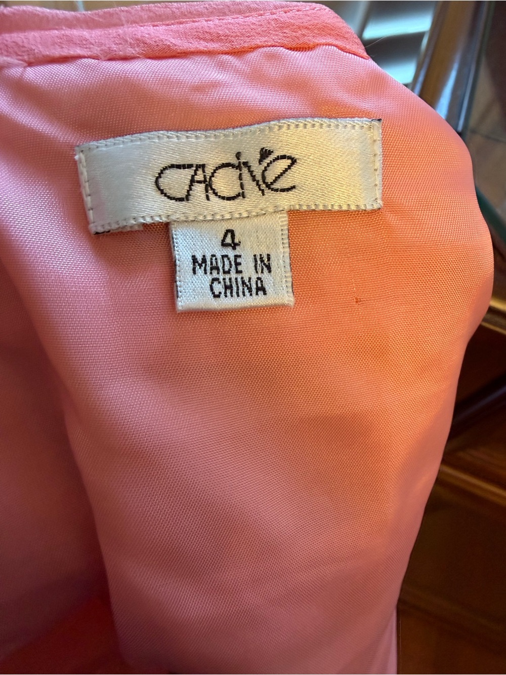 Caché Coral Pink 100% Silk Ruffle Rosette Cami Top Size 4 - Picture 4 of 9